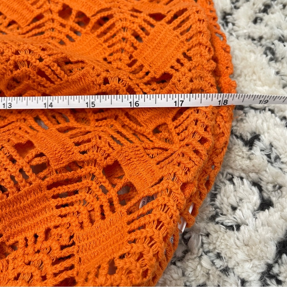 ZARA Orange Crochet Knit Top Sleeveless NWT M Boho Indie Coastal Grandma Resort - Picture 10 of 12